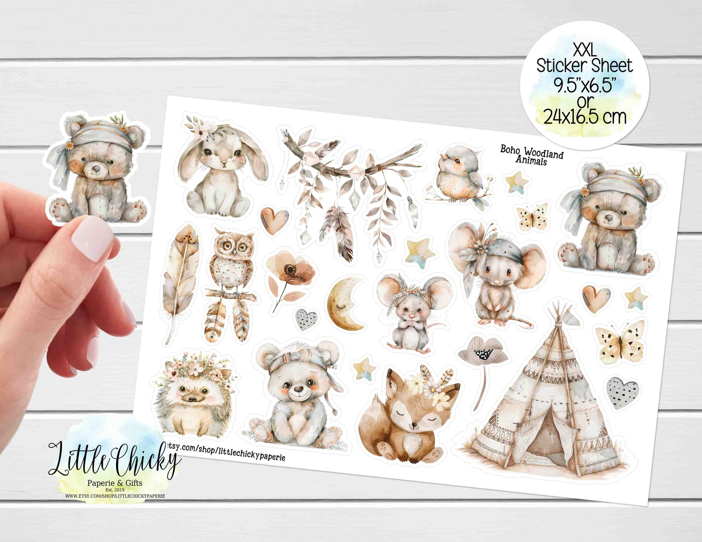 XXL Sticker Sheet - Boho Woodland Animals