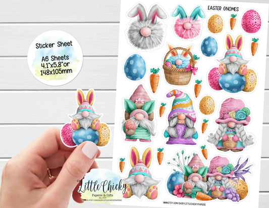 Sticker Sheet - Watercolor Easter Gnomes Sticker Sheet