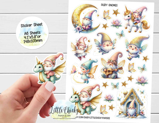 Sticker Sheet - Watercolor Fairy Gnomes Sticker Sheet