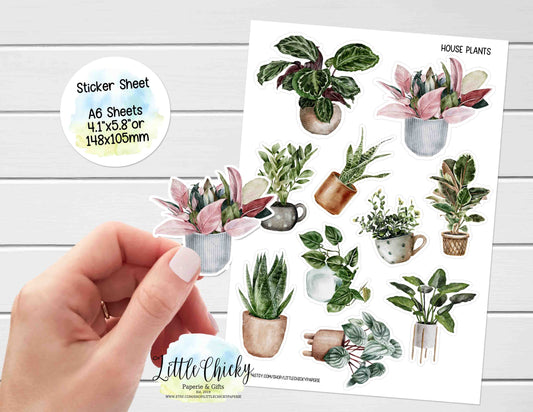 Sticker Sheet - Watercolor Household Plants Sticker Sheet