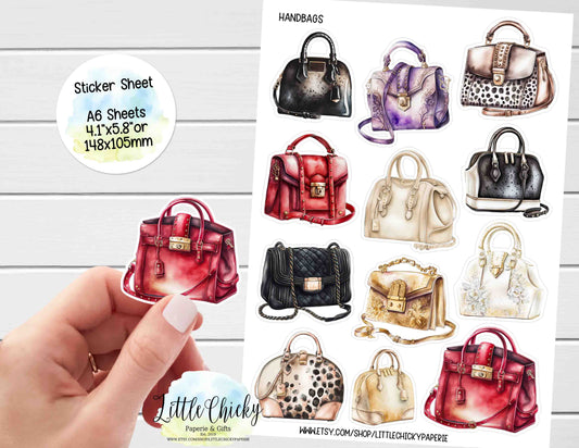 Sticker Sheet - Watercolor Handbags, Purses Sticker Sheet