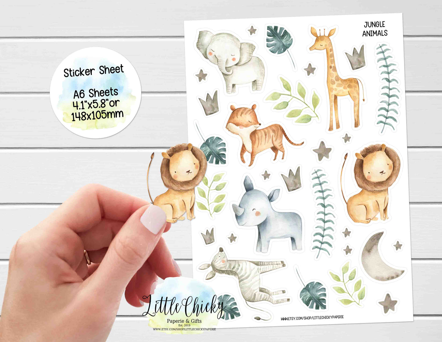 Sticker Sheet - Cute Jungle Animals Sticker Sheet