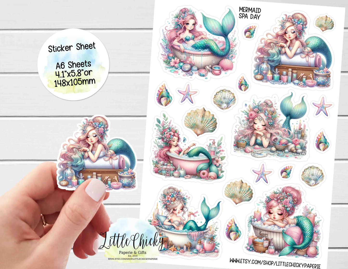 Sticker Sheet - Mermaid Spa Day Sticker Sheet