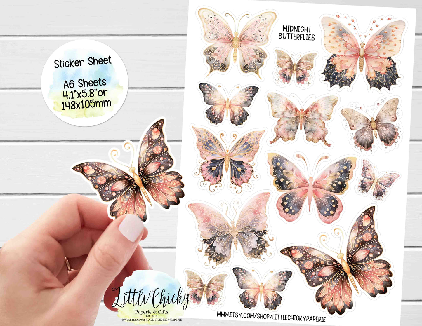 Sticker Sheet - Midnight Butterflies Sticker Sheet