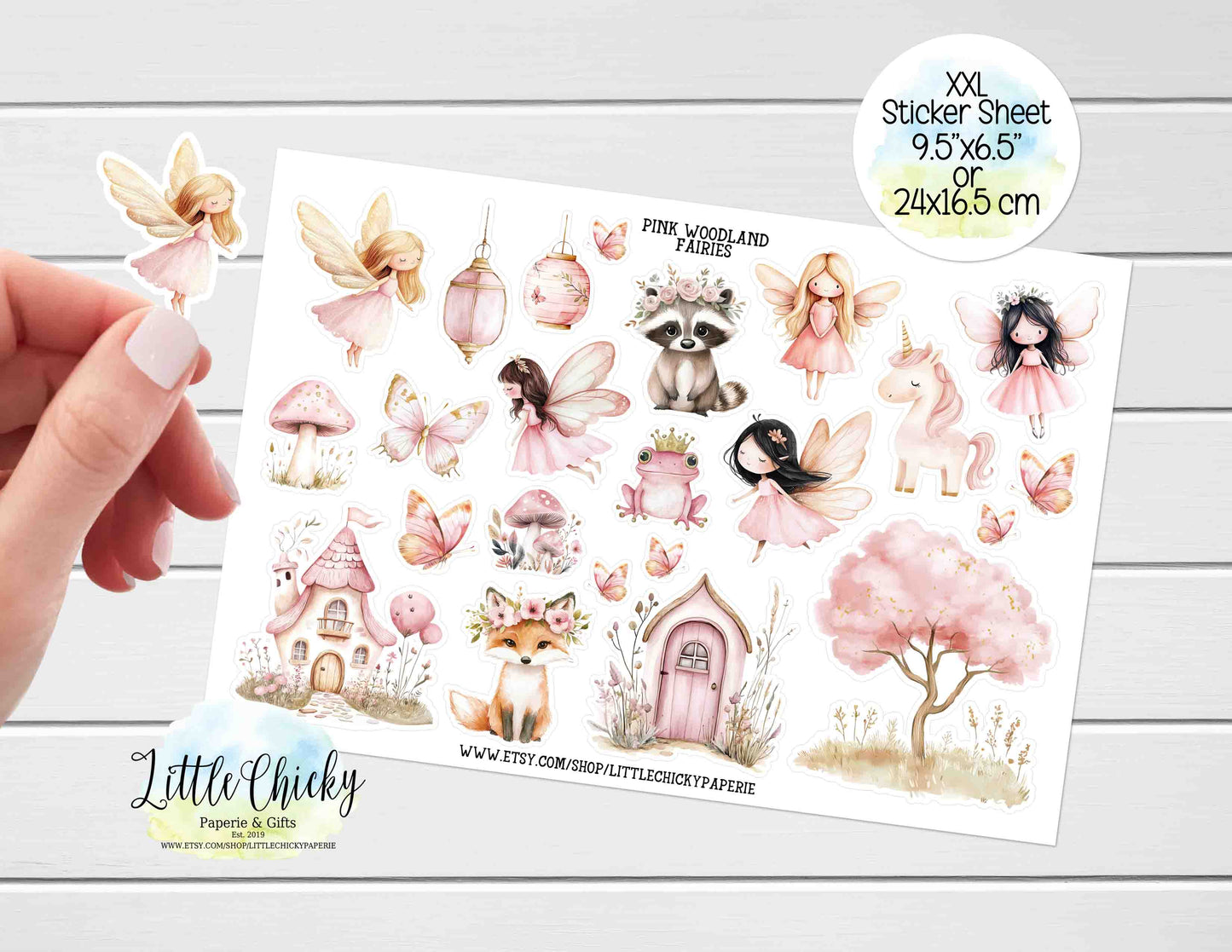 XXL Sticker Sheet - Pink Woodland Fairies Sticker Sheet