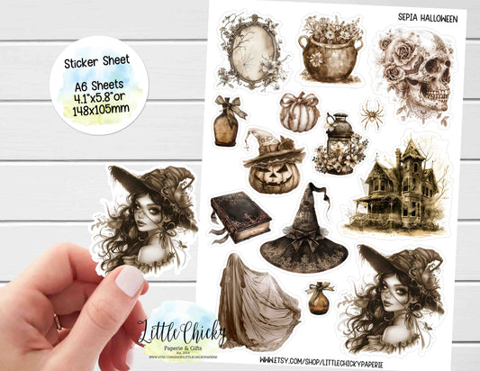 Sticker Sheet - Sepia Halloween Sticker Sheet