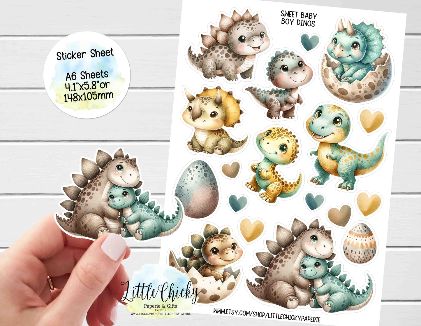 Sticker Sheet - Sweet Baby Dinosaurs Sticker Sheet