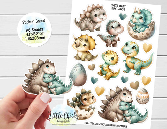 Sticker Sheet - Sweet Baby Dinosaurs Sticker Sheet