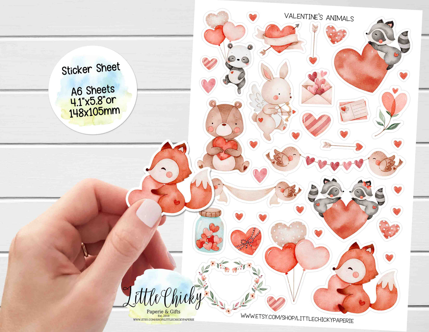 Sticker Sheet - Valentine's Animals Sticker Sheet