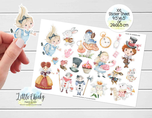 XXL Sticker Sheet - Watercolor Alice in Wonderland Sticker Sheet