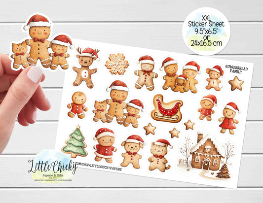 XXL Sticker Sheet - Christmas Gingerbread Family Sticker Sheet