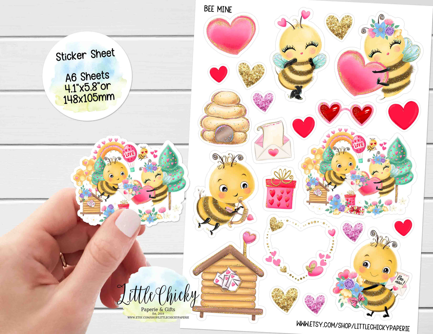 Sticker Sheet - Bee Mine Valentine's Day Sticker Sheet