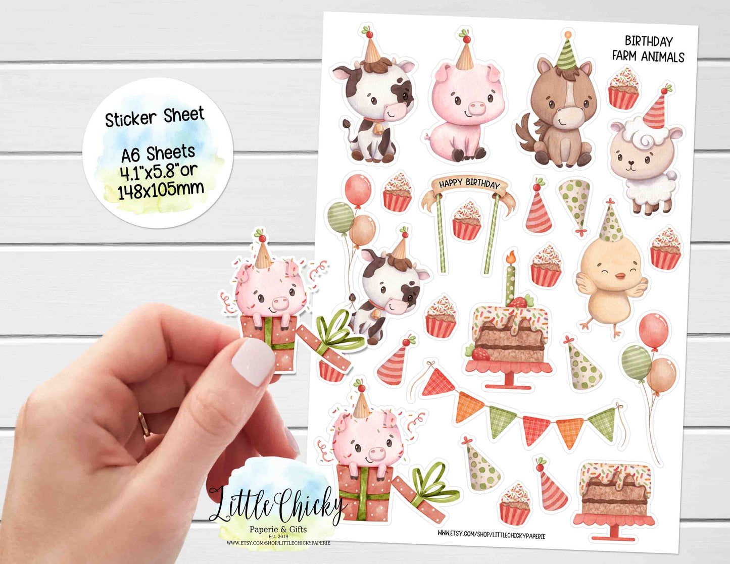 Sticker Sheet - Birthday Farm Animals Sticker Sheet