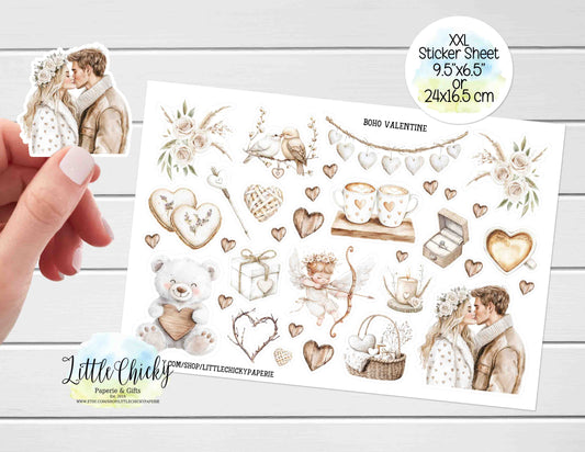 XXL Sticker Sheet - Neutral Boho Valentine's Day 1