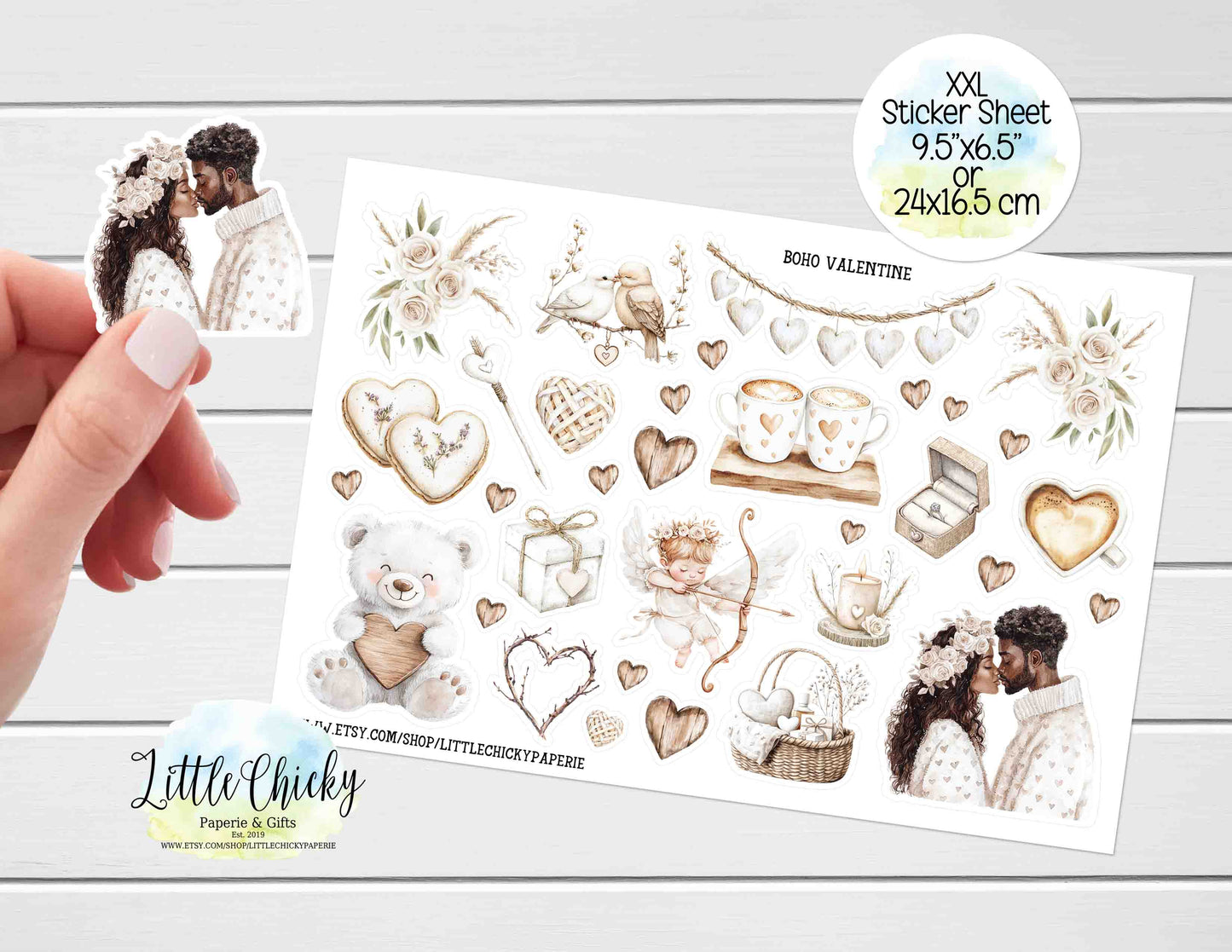 XXL Sticker Sheet - Neutral Boho Valentine's Day 2