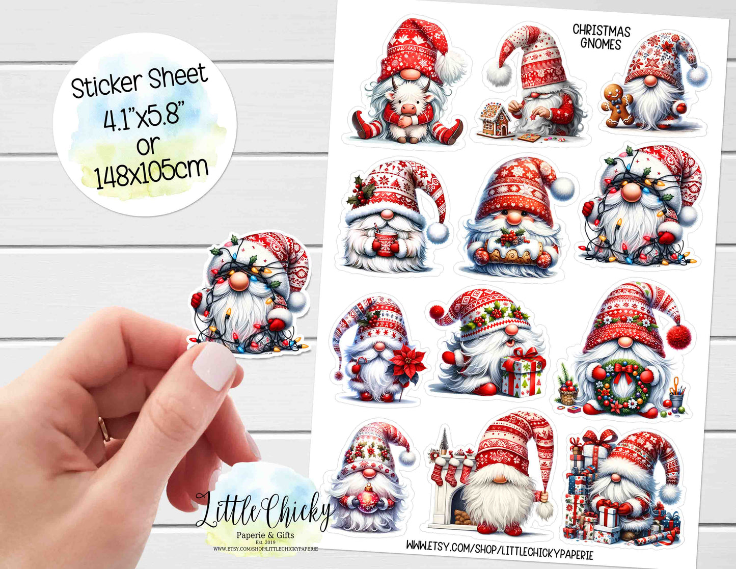 Sticker Sheet - Christmas Gnomes Sticker Sheet