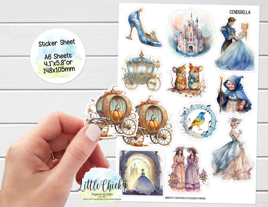 Sticker Sheet - Cinderella Princess Sticker Sheet