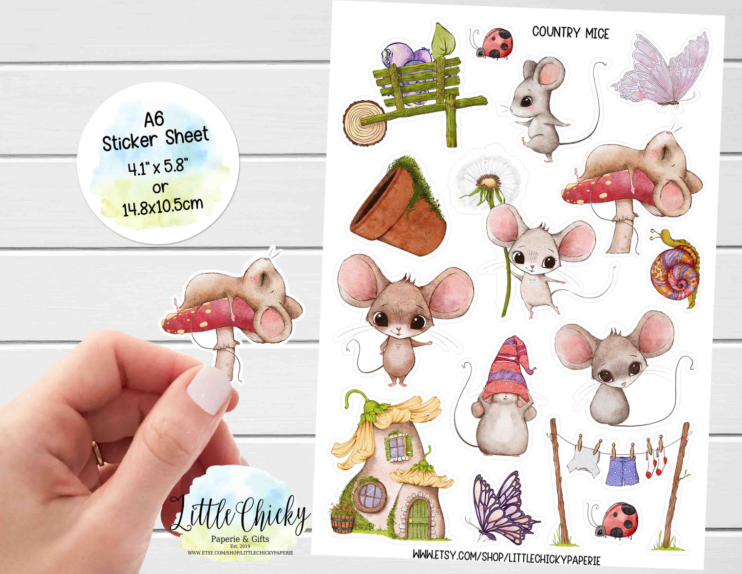 Sticker Sheet -  Country mice Sticker Sheet