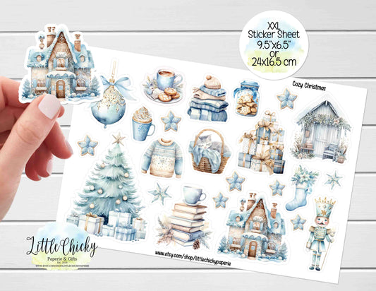 XXL Sticker Sheet - Blue Cozy Christmas