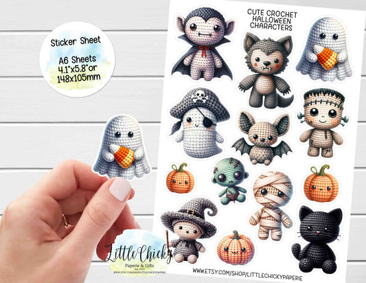 Sticker Sheet -  Cute Crochet Halloween Sticker Sheet