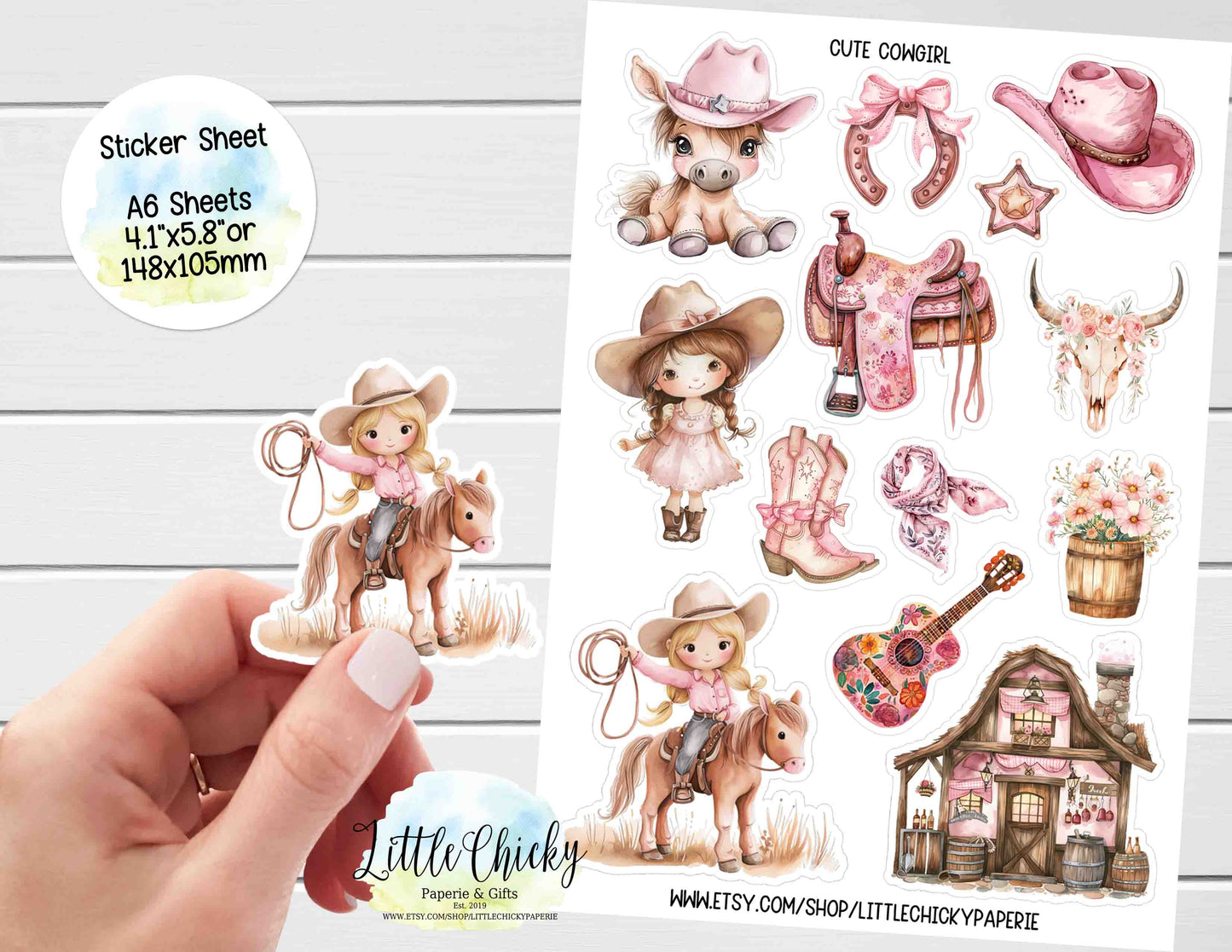 Sticker Sheet -  Cute Cowgirl Sticker Sheet