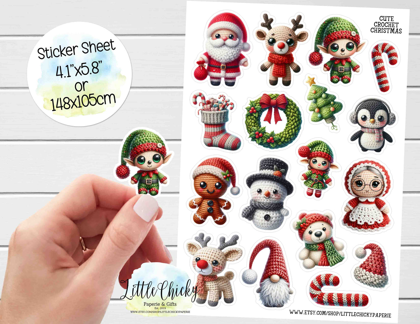 Sticker Sheet -  Cute Crochet Christmas Sticker sheet