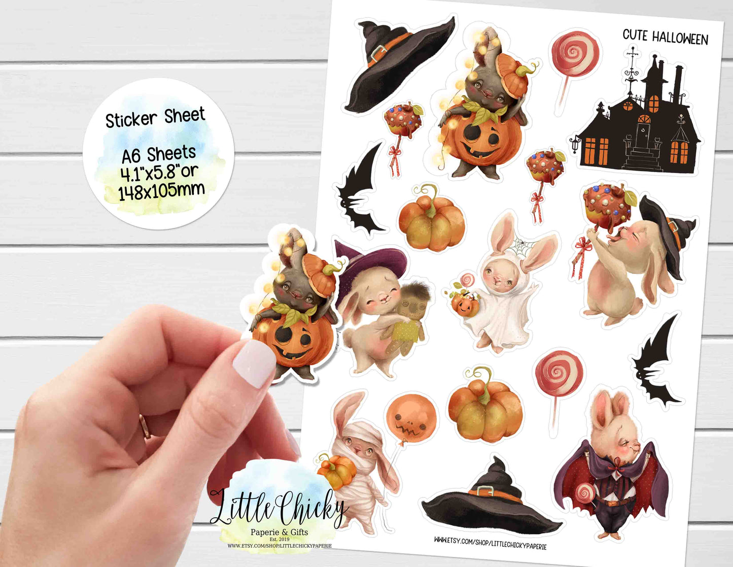 Sticker Sheet -  Cute Woodland Animals Halloween Sticker Sheet