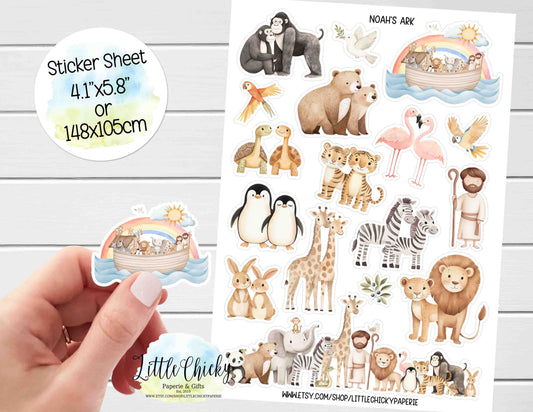 Sticker Sheet -  Cute Noah's Ark Sticker Sheet