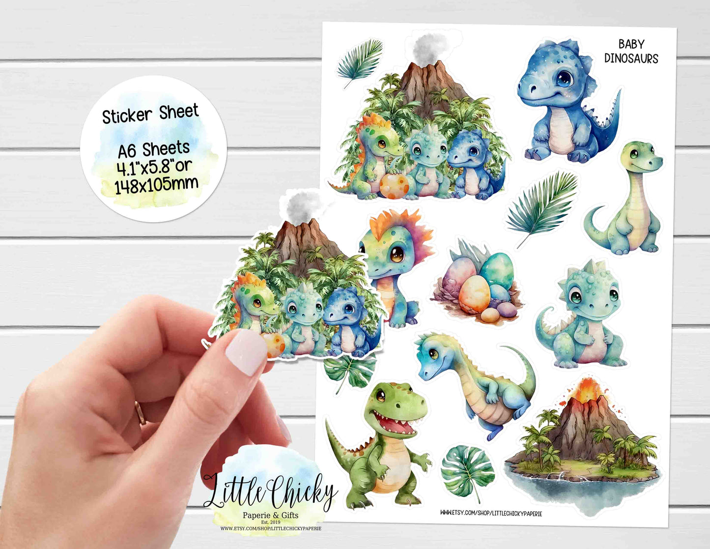 Sticker Sheet - Cute Dinosaurs Sticker Sheet