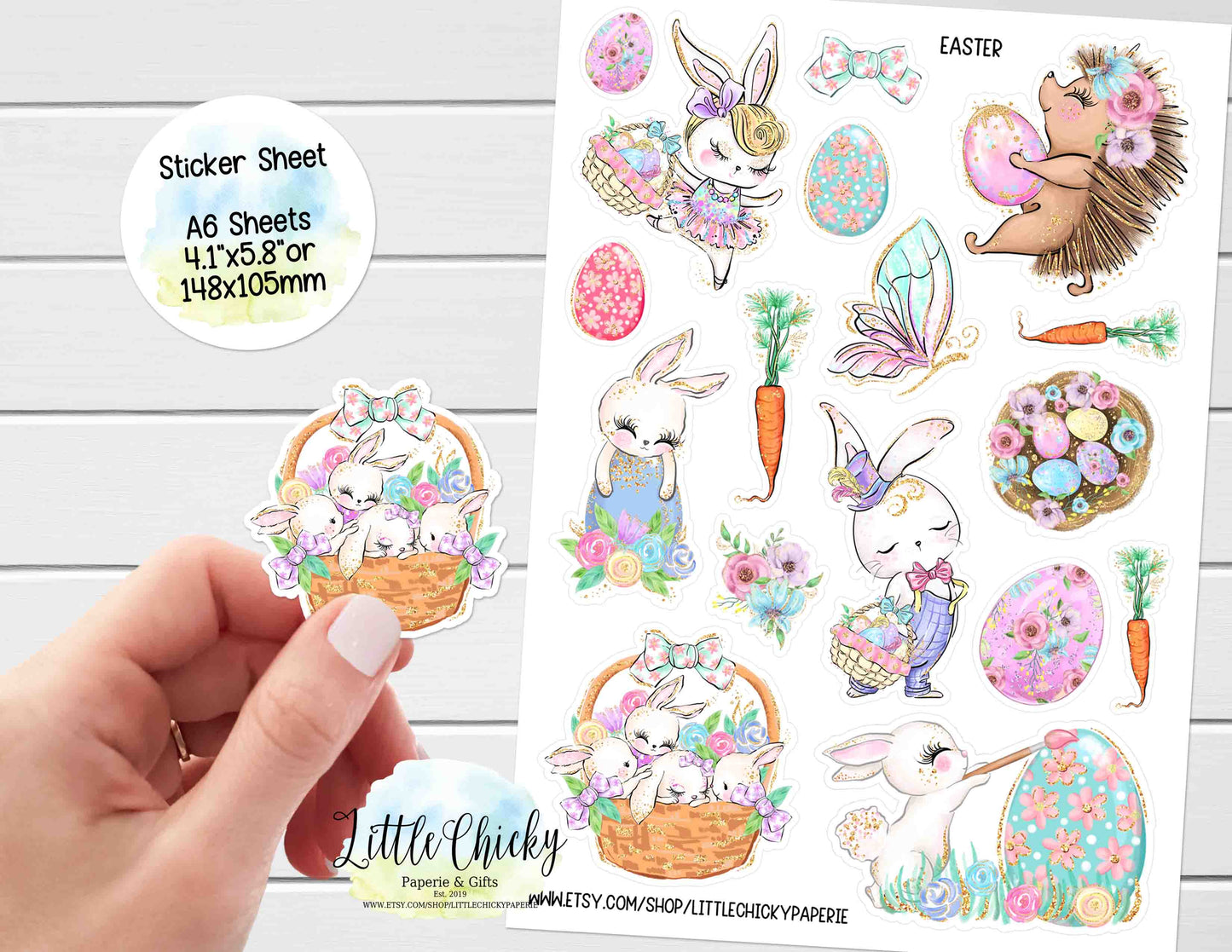 Sticker Sheet - Cute Watercolor Easter Sticker Sheet