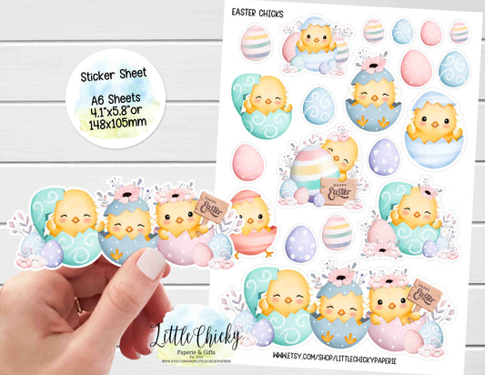 Sticker Sheet - Watercolor Easter Chicks Sticker Sheet