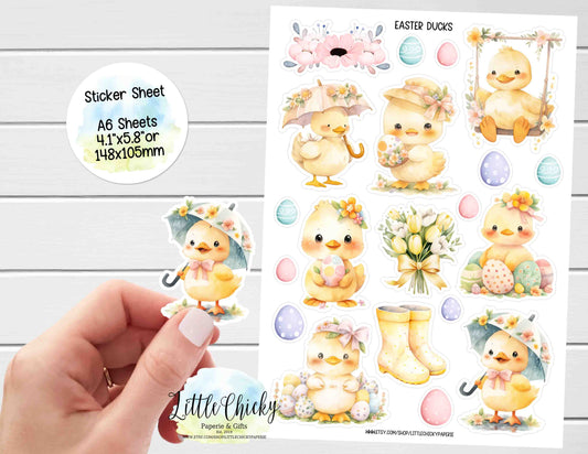 Sticker Sheet - Watercolor Easter Ducks Sticker Sheet