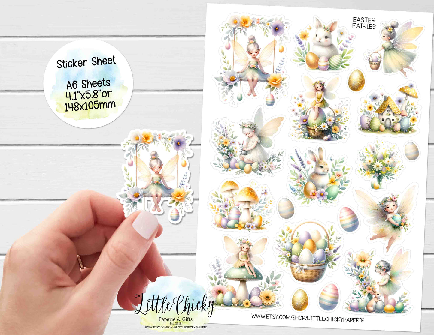 Sticker Sheet - Watercolor Easter Fairies Sticker Sheet