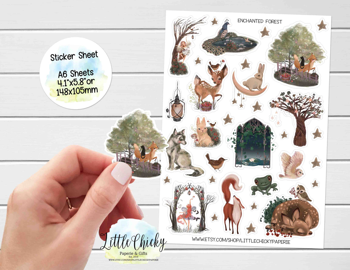 Sticker Sheet - Watercolor Enchanted Forest Sticker sheet