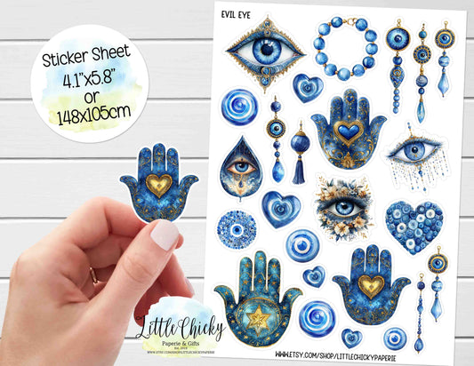 Sticker Sheet - Watercolor Evil Eye Sticker Sheet