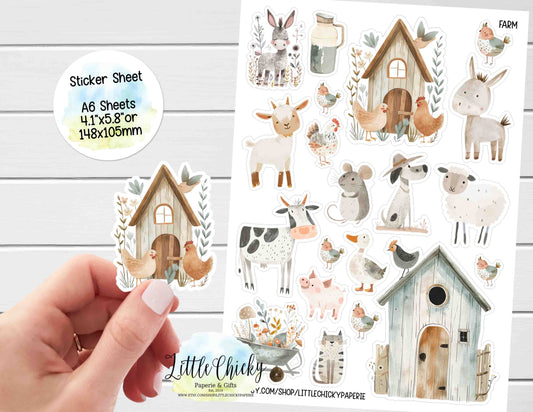 Sticker Sheet - Watercolor Farm Sticker Sheet