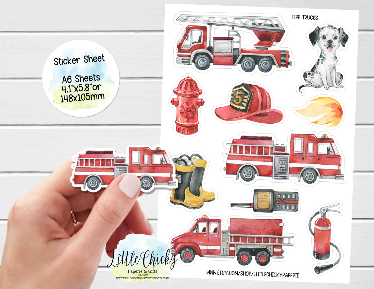 Sticker Sheet - Kids Firetrucks Sticker Sheet