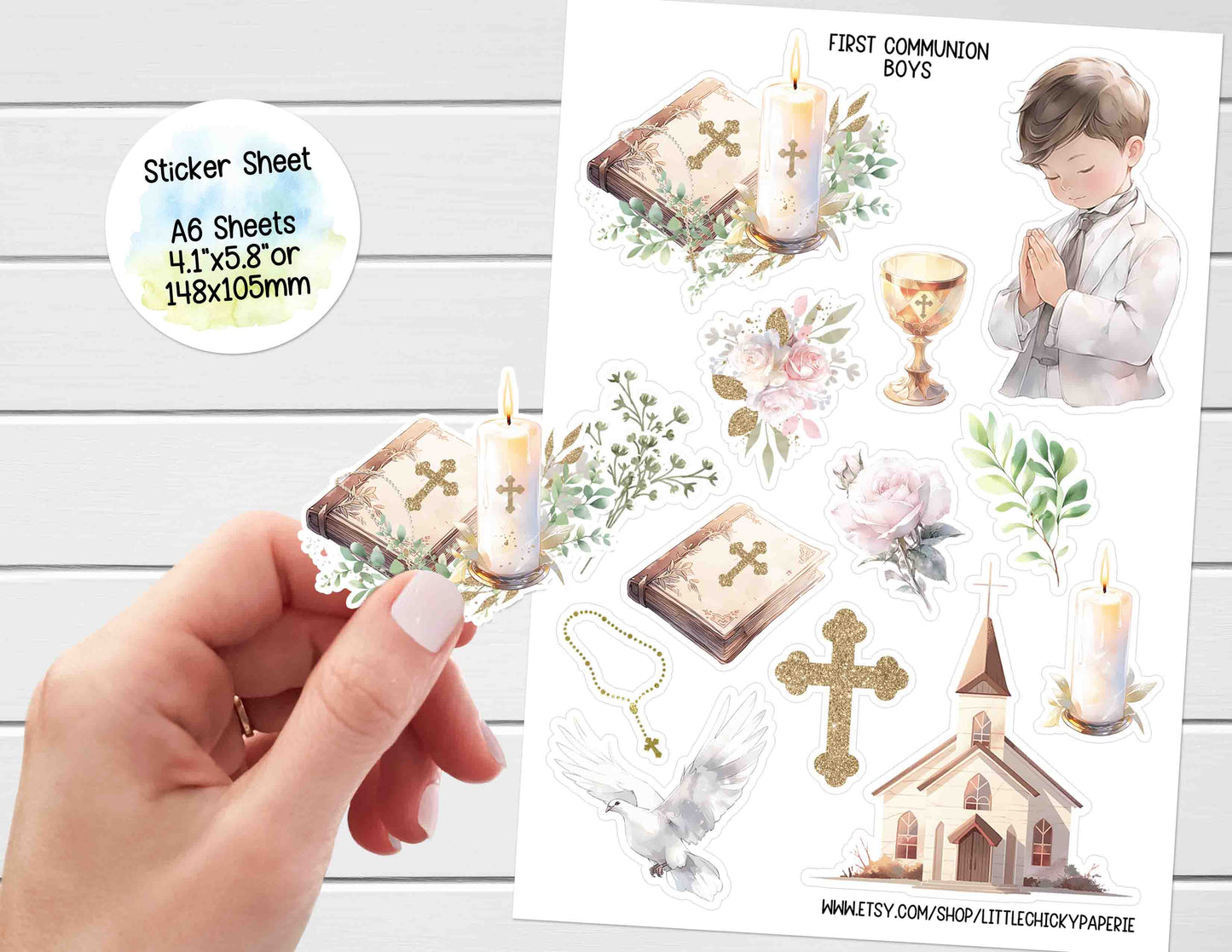 Sticker Sheet - First Communion Boys Stickers