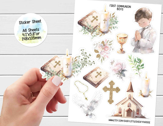 Sticker Sheet - First Communion Boys Stickers