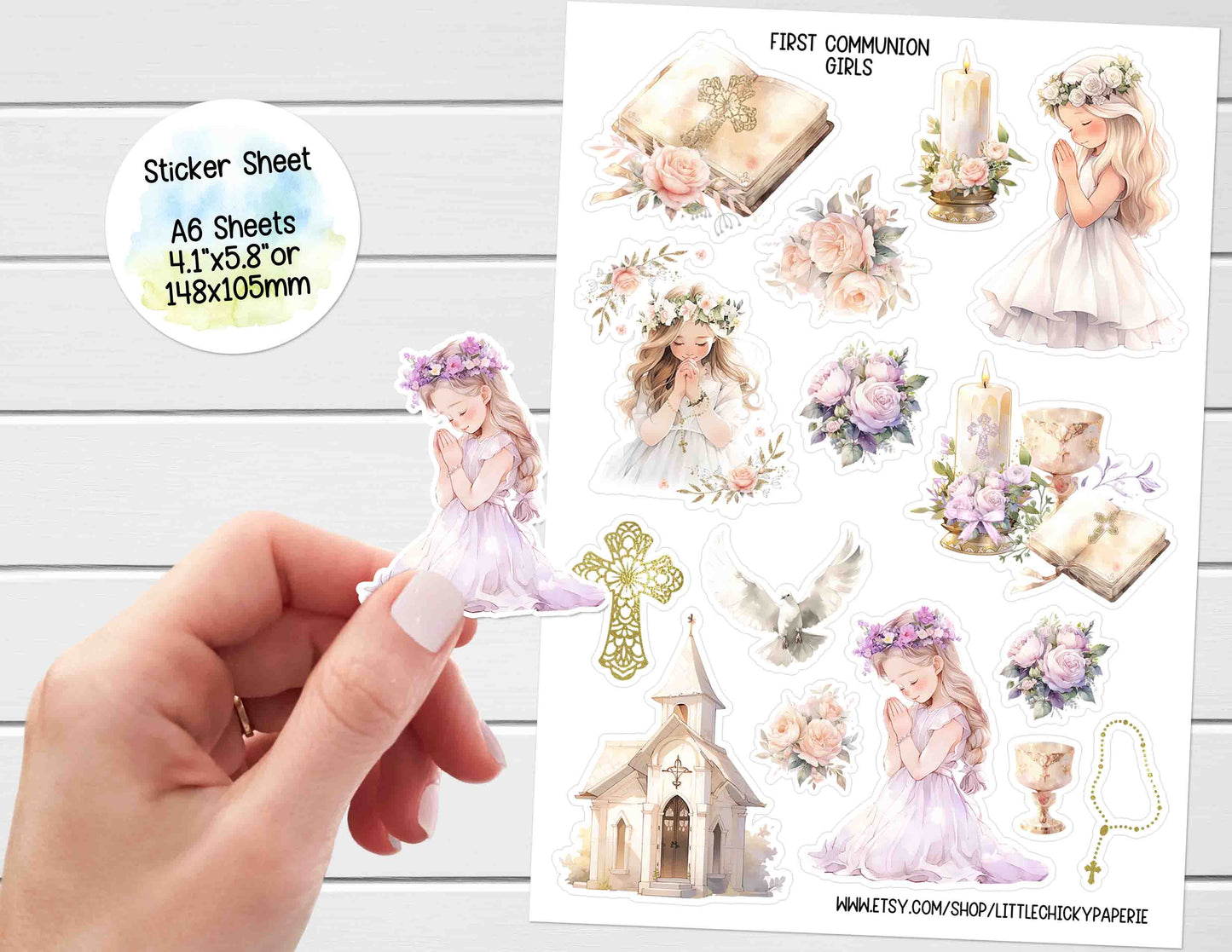 Sticker Sheet - First Communion Girls Stickers