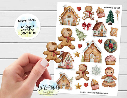 Sticker Sheet - Gingerbread Cottage cookie Sticker Sheet