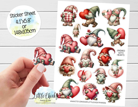 Sticker Sheet - Valentine's Gnomes Sticker Sheet