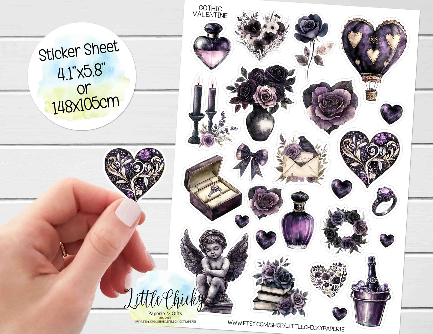 Sticker Sheet - Gothic Valentine's Sticker Sheet