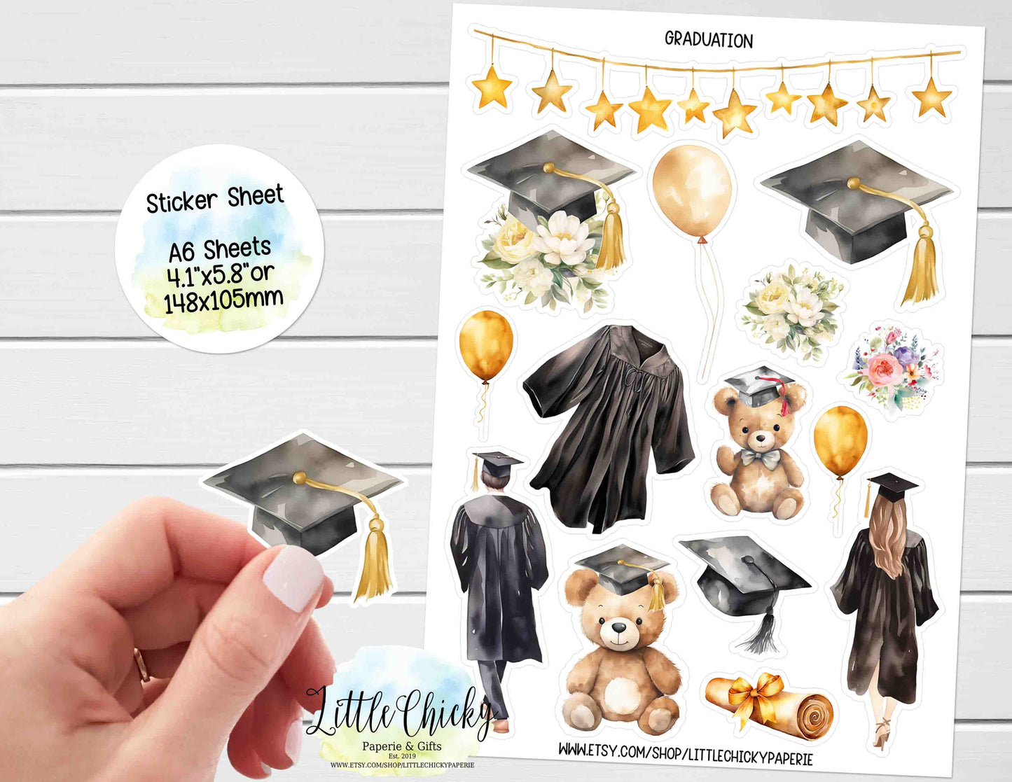 Sticker Sheet - Watercolor Graduation Sticker sheet