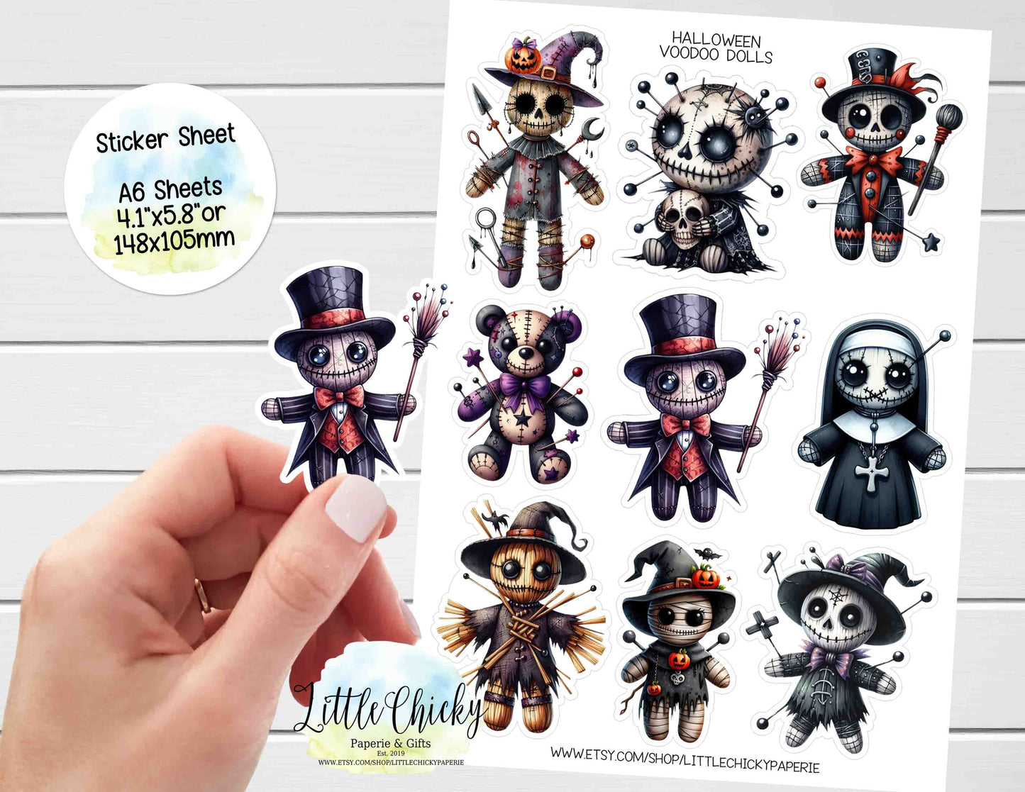 Sticker Sheet  - Halloween Voodoo Dolls Sticker Sheet