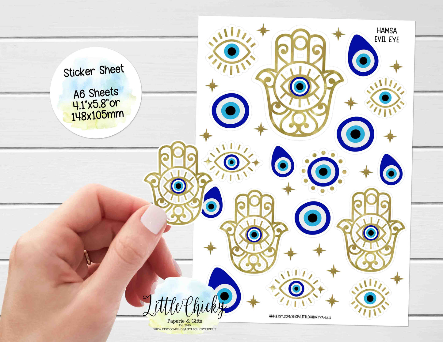 Sticker Sheet - Hamza, Evil Eye Sticker Sheet