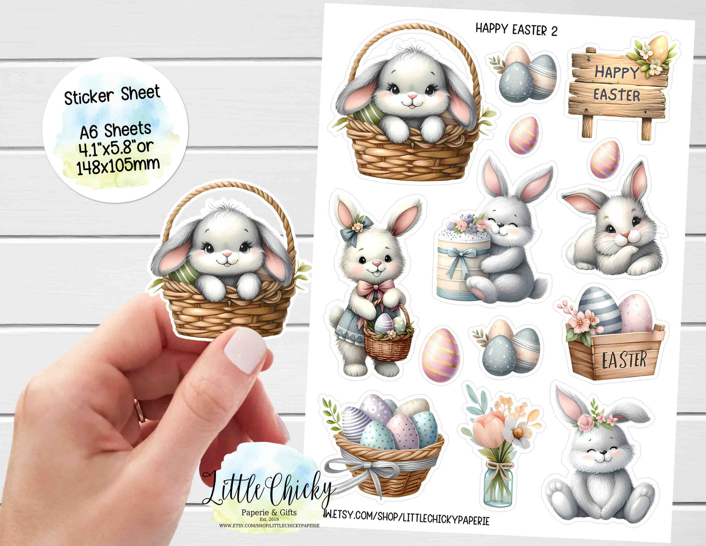 Sticker Sheet - Happy Easter 2 Bunny Sticker Sheet