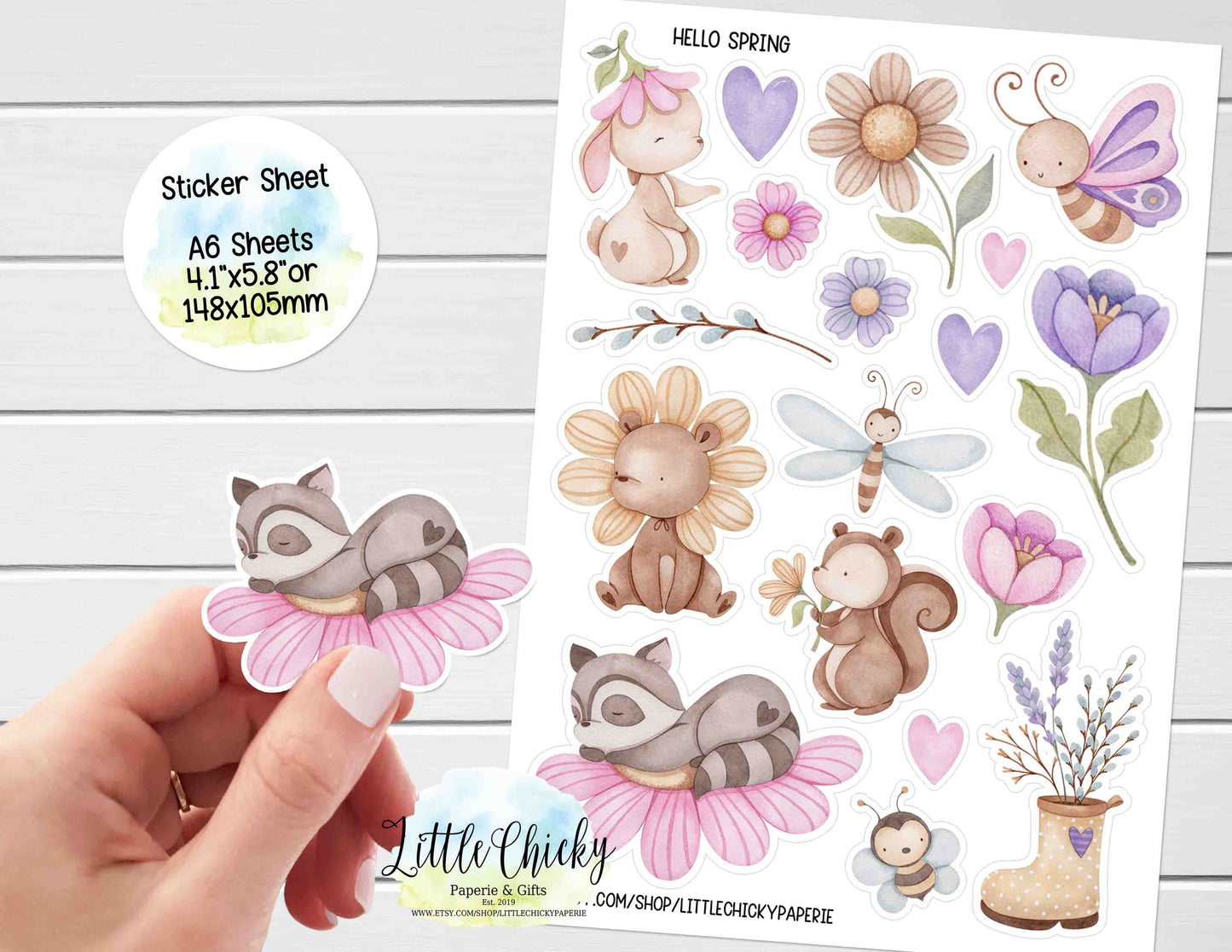 Sticker Sheet - Hello Spring Watercolor Sticker Sheet