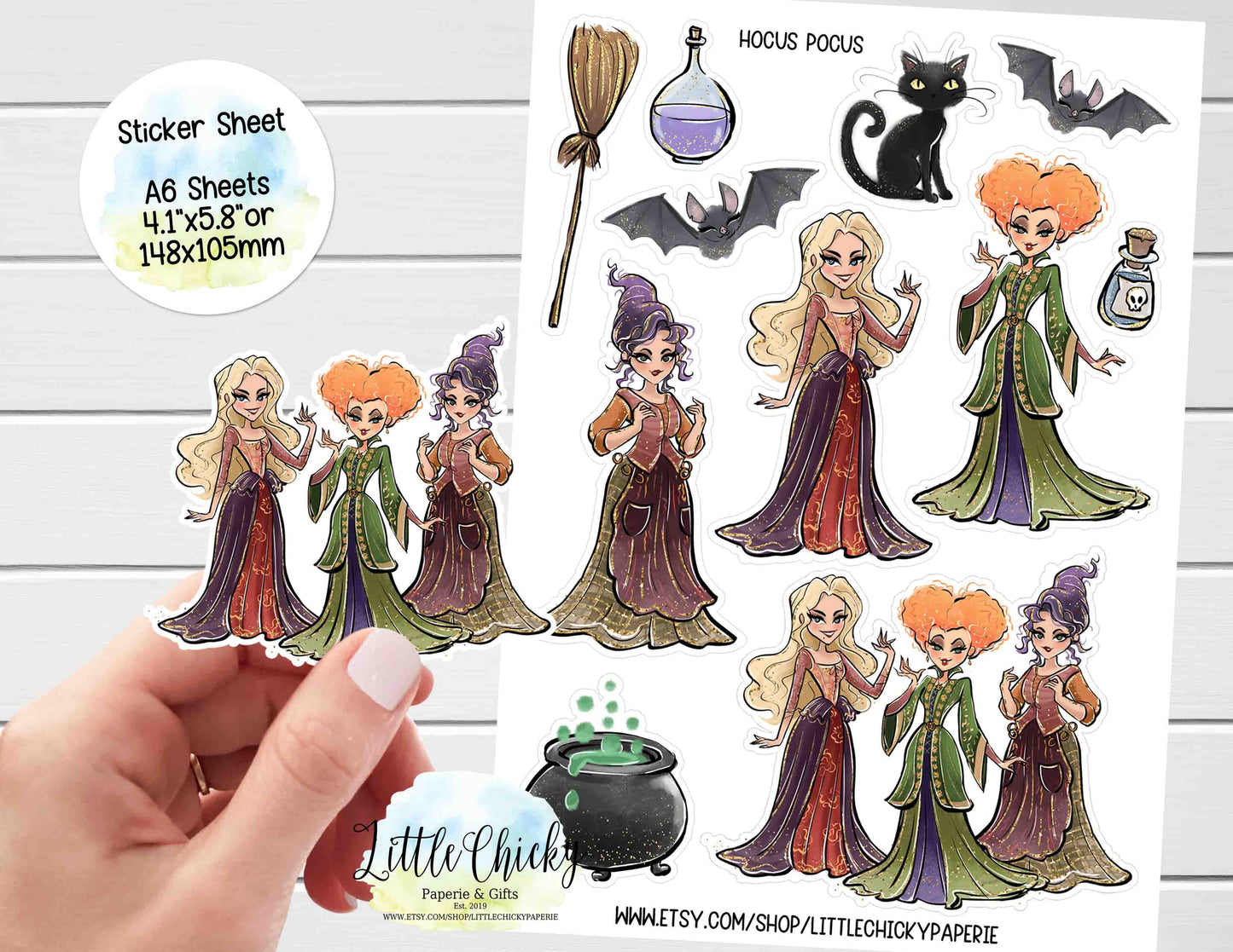 Sticker Sheet - Hocus Pocus, Halloween Sticker Sheet