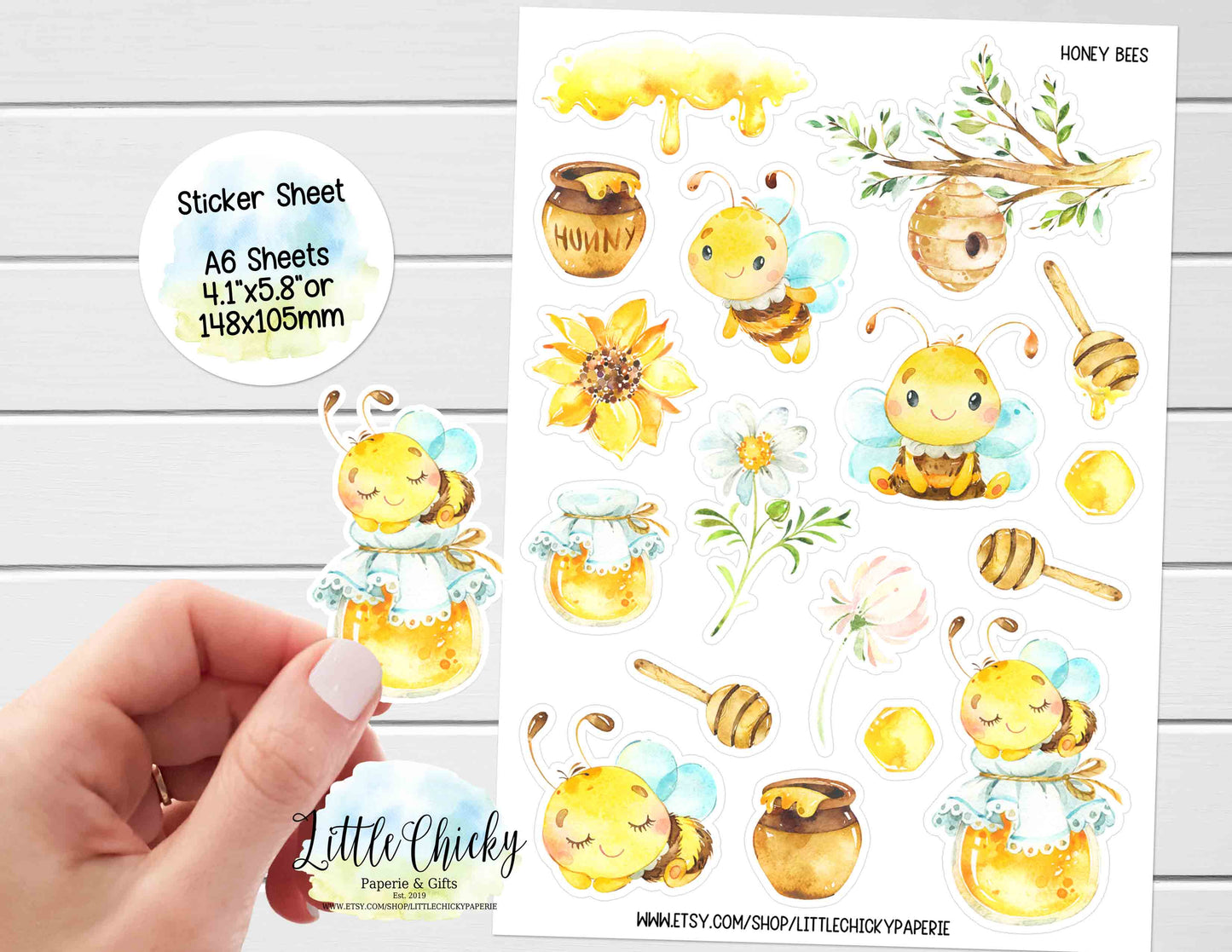 Sticker Sheet - Cute Little Honey Bees Sticker Sheet